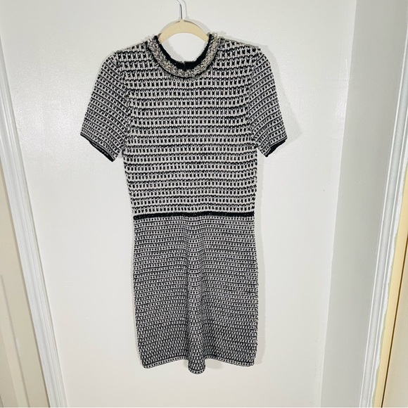 NWT Tory Burch Embellished Fringe Tweed Dress Size Medium Office Career Modest - Picture 2 of 11